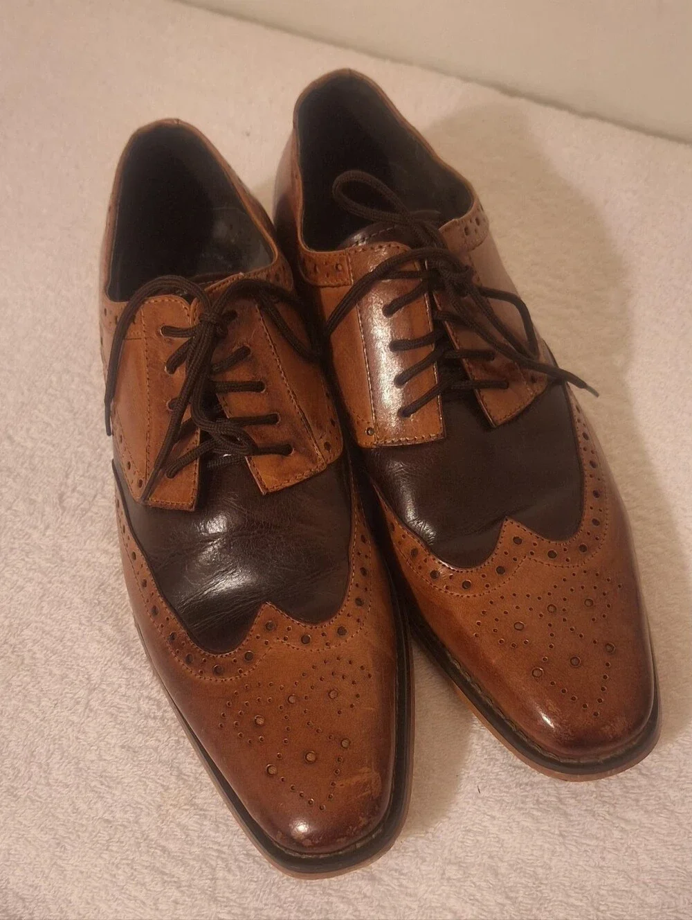 Stacy Adams Two-Tone Brown & Dark Brown Wingtip Oxfords